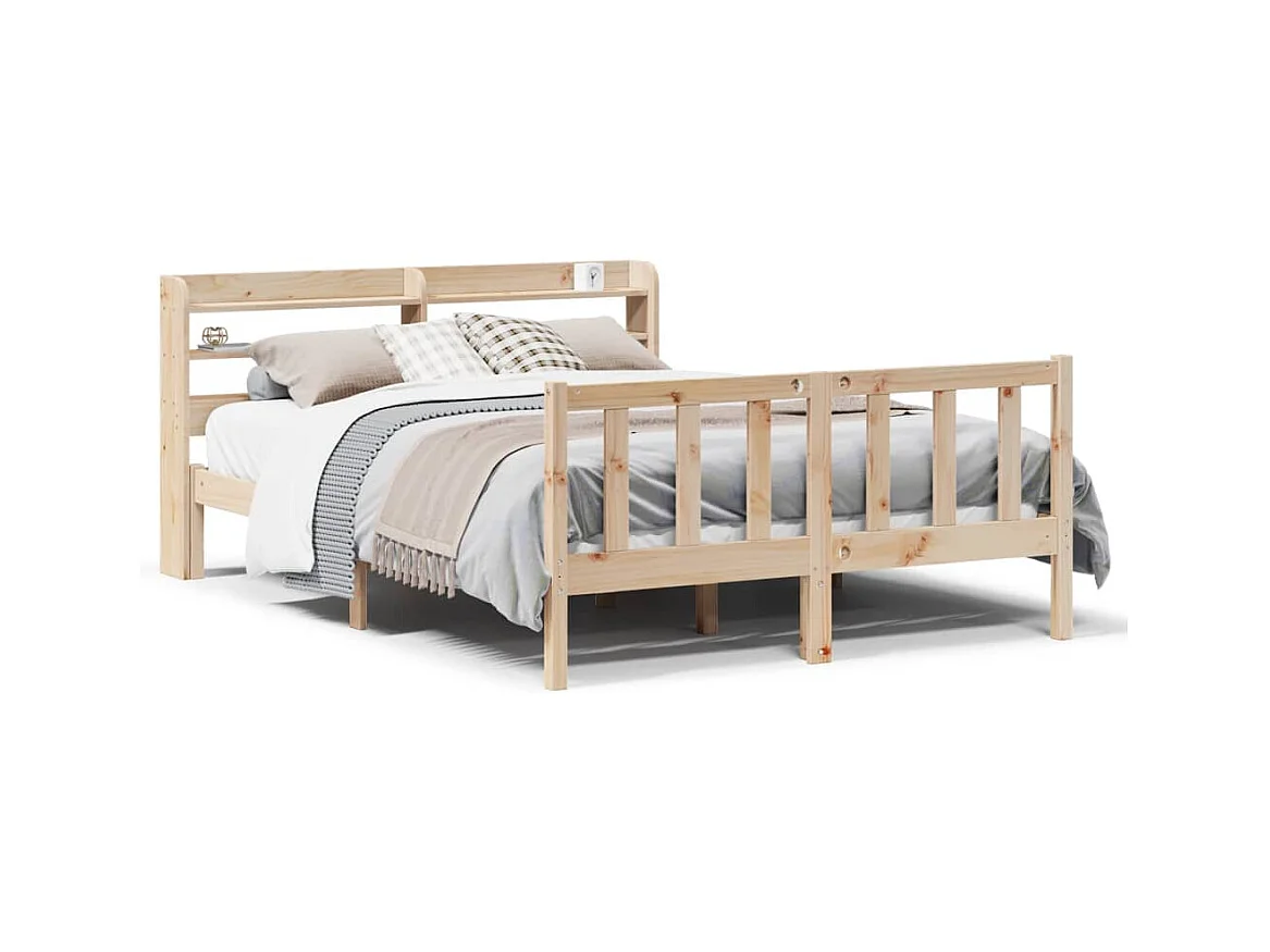 Estructura de cama sin colchón 150x200 cm madera maciza de pino