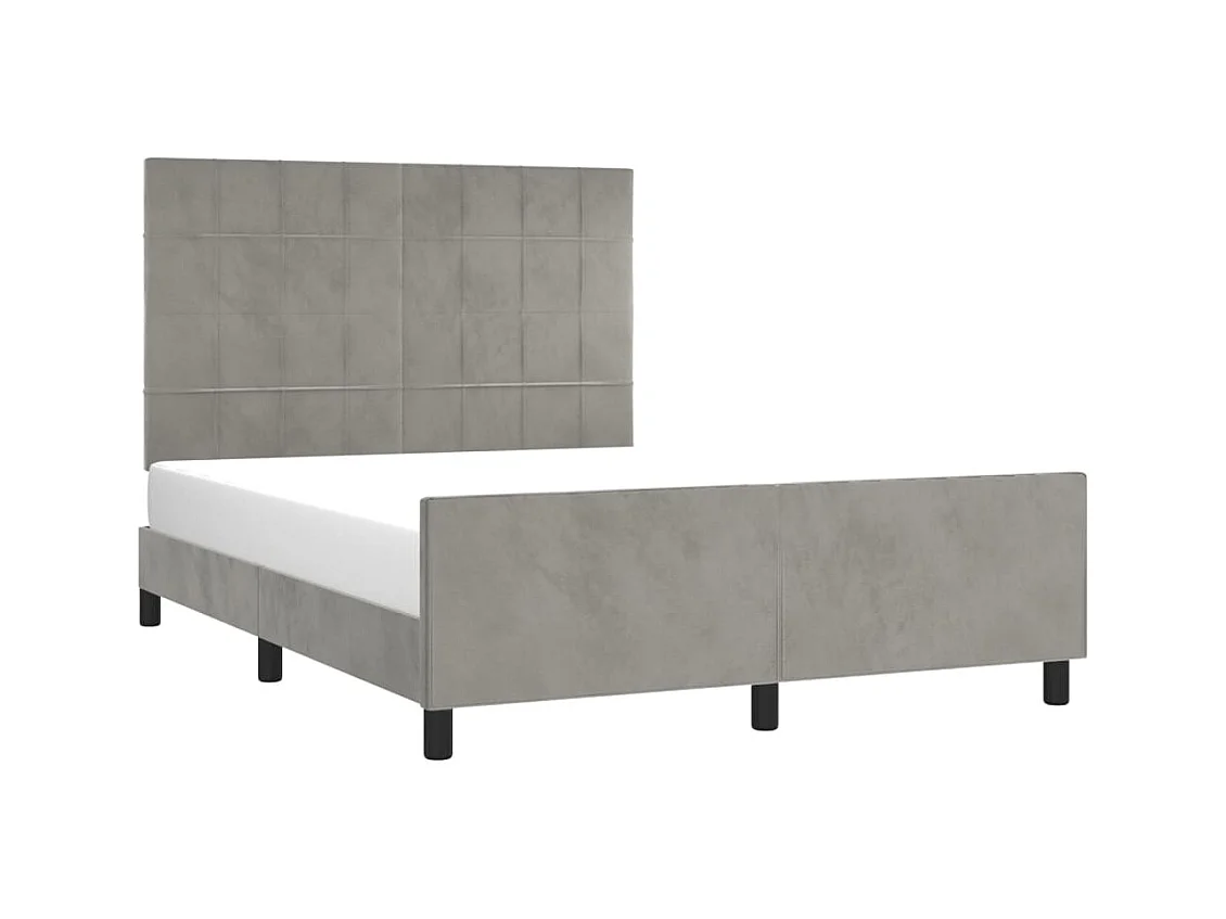 Cadre de lit sans matelas gris clair 140x200 cm velours