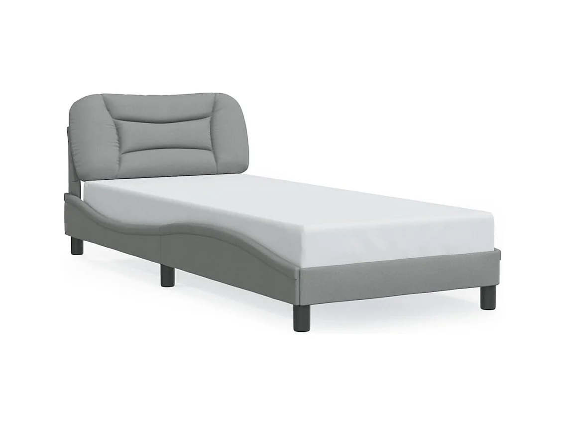 Bettgestell mit LED ohne Matratze hellgrau 80x200 cm Stoff