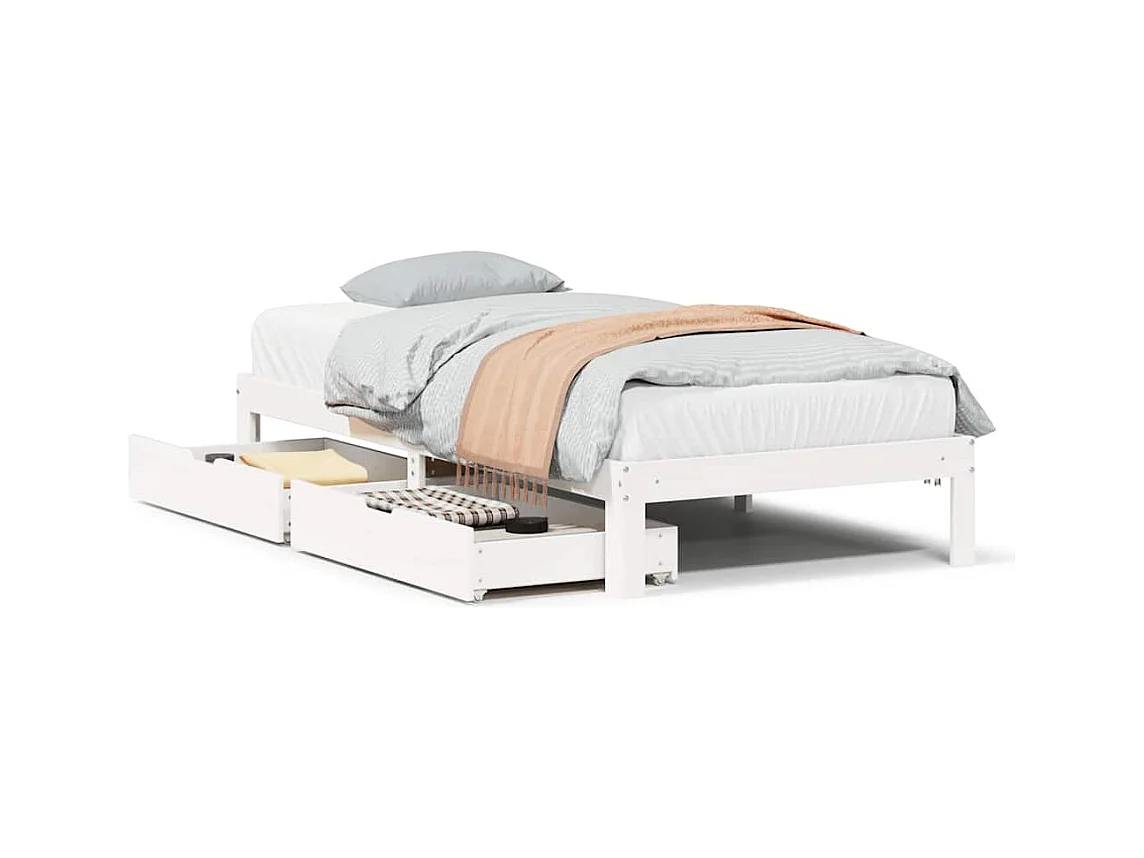 Bedframe met lades zonder matras wit 90x200 cm