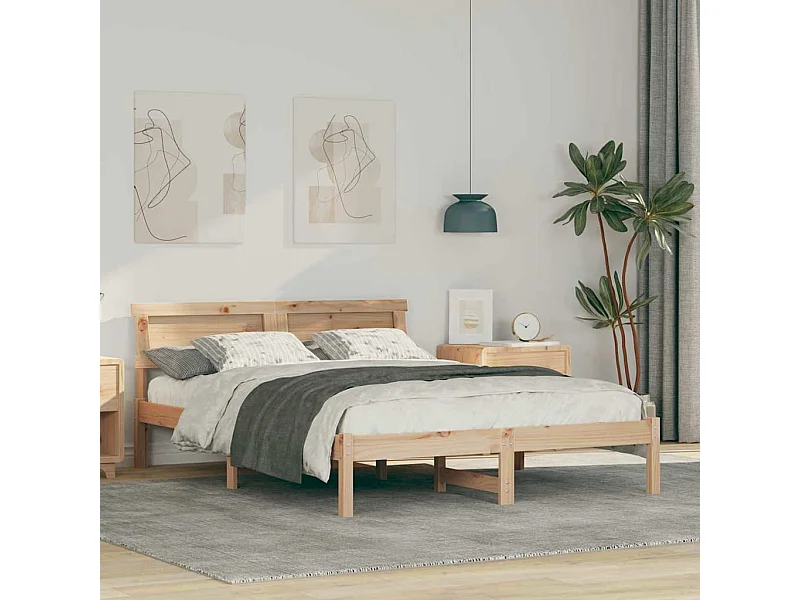 Bruin bedframe 120 x 190 cm massief grenenhout