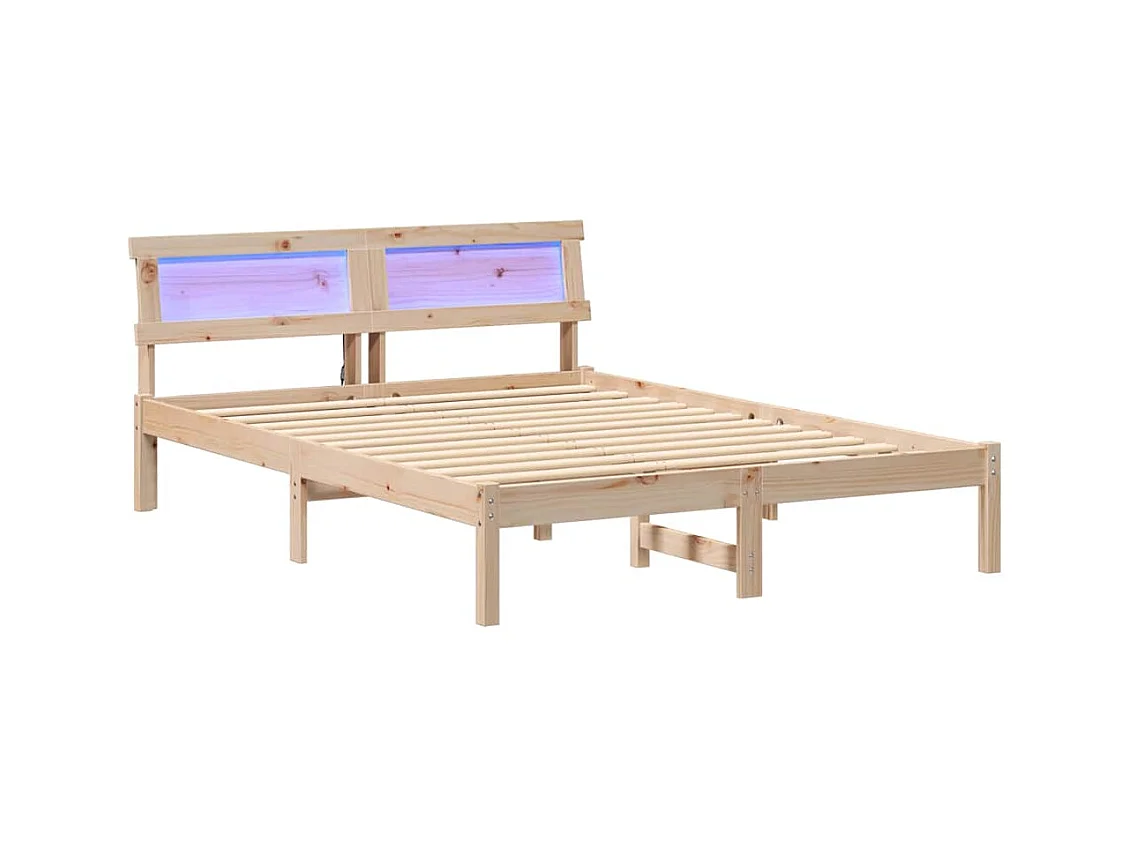 Struttura letto marrone 120 x 190 cm in legno massello di pino