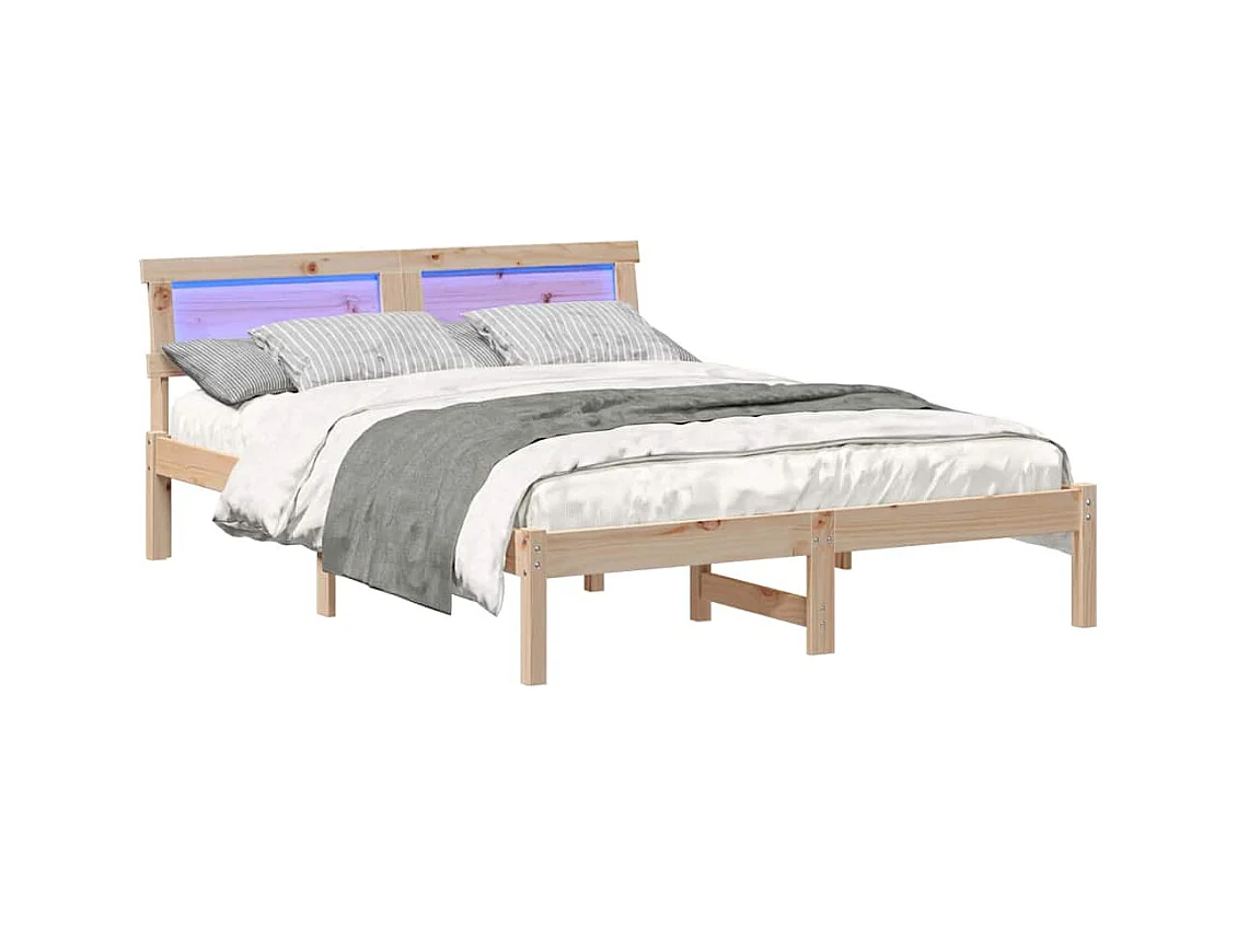 Struttura letto marrone 120 x 190 cm in legno massello di pino