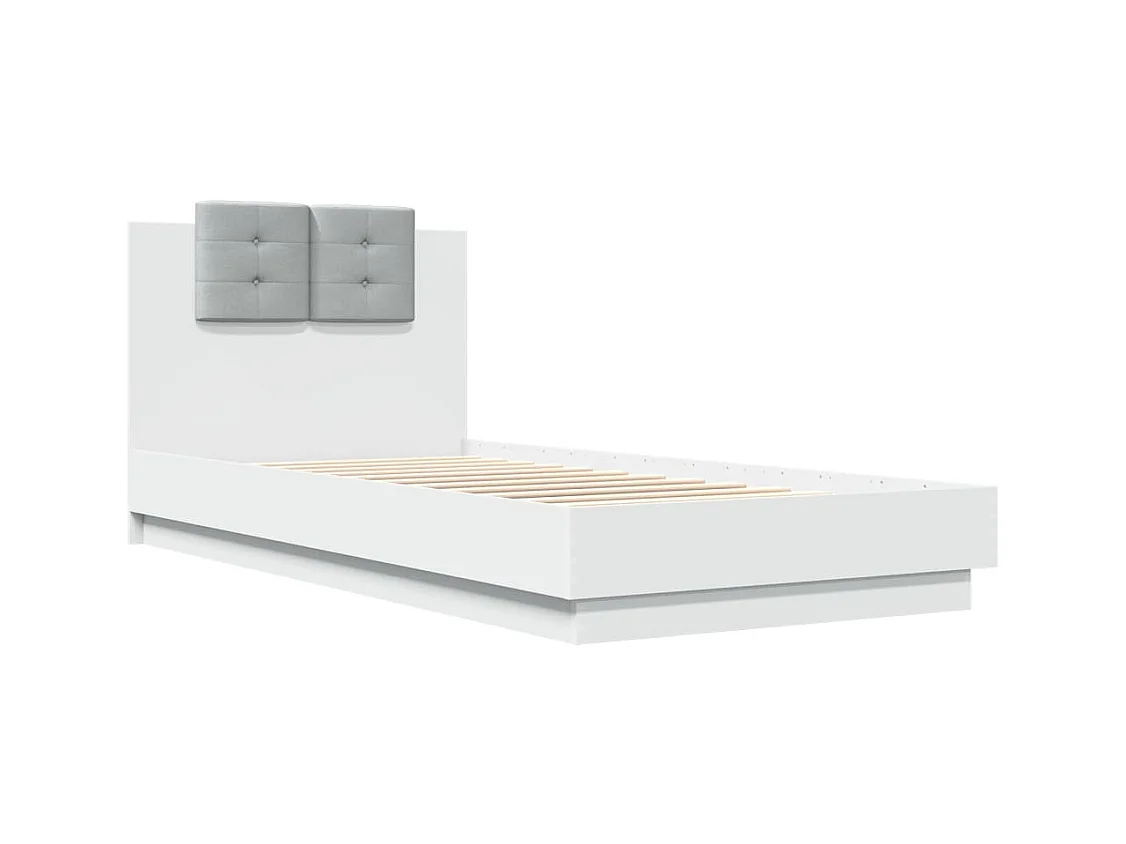 Estructura de cama con LED sin colchón blanco 100x200 cm