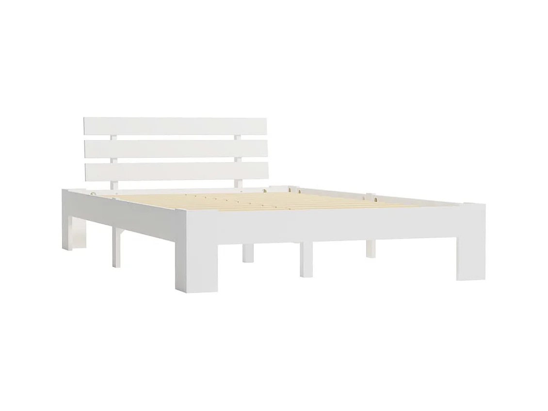 Estructura de cama sin colchón blanca 140x200 cm madera maciza de pino