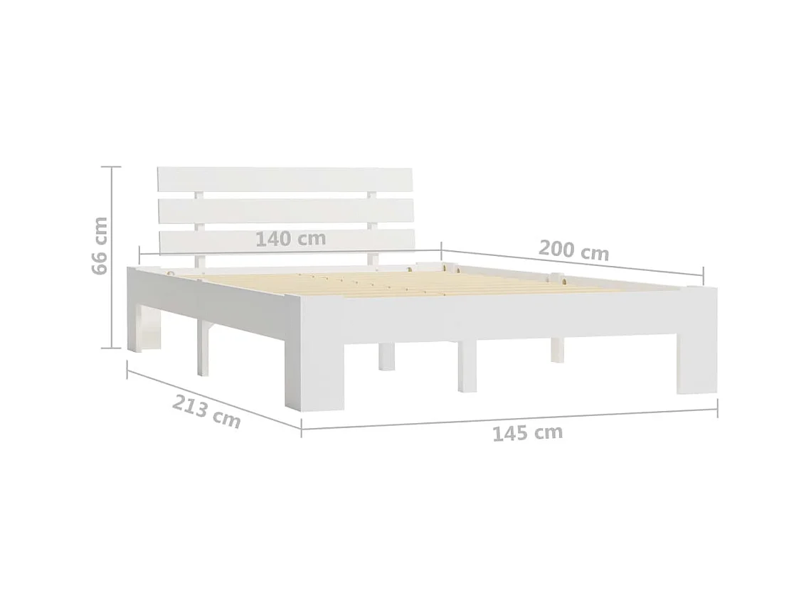 Estructura de cama sin colchón blanca 140x200 cm madera maciza de pino