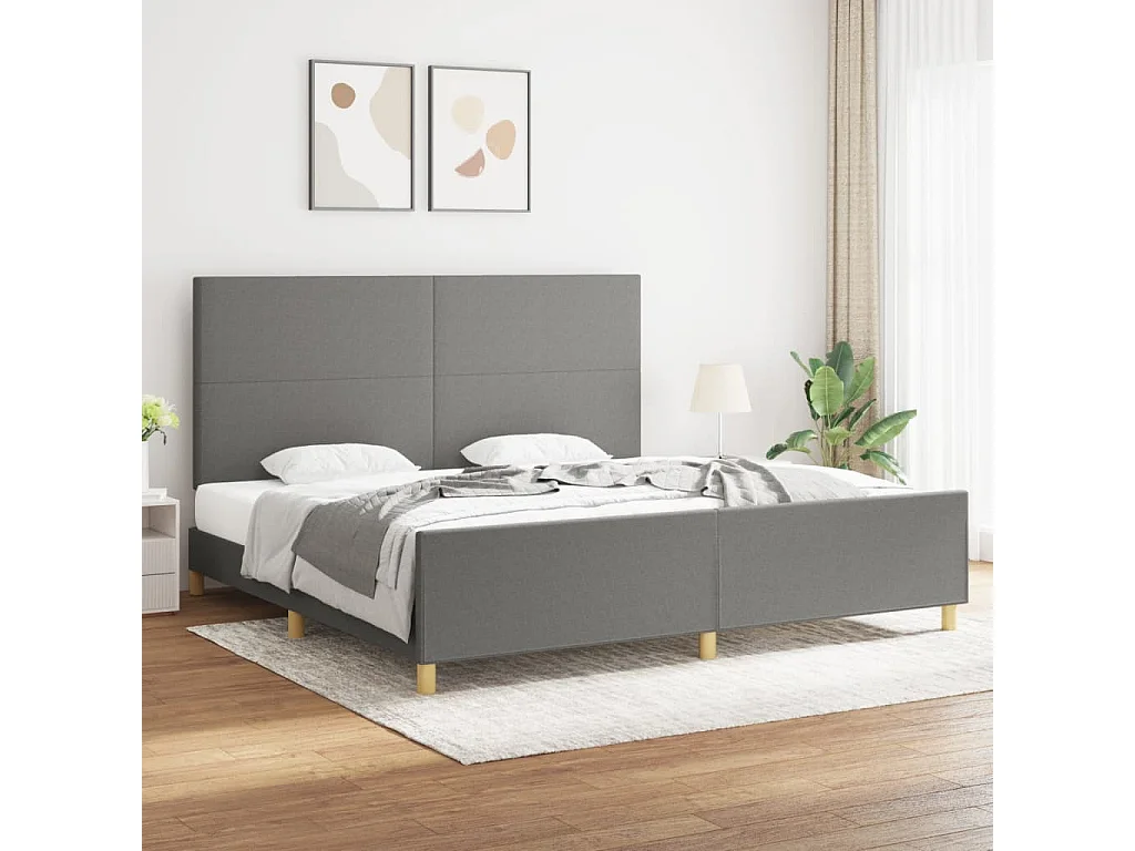 Cadre de lit sans matelas gris foncé 200x200 cm tissu