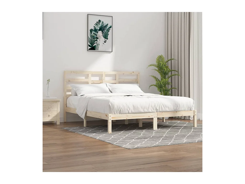 Estructura de cama sin colchón de madera maciza 200x200 cm