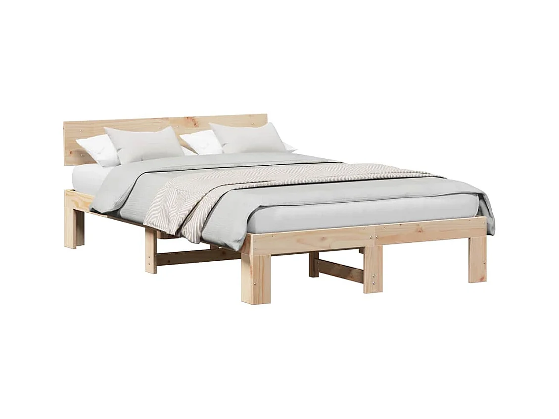 Cadre de lit Marron 140 x 190 cm Bois de pin massif