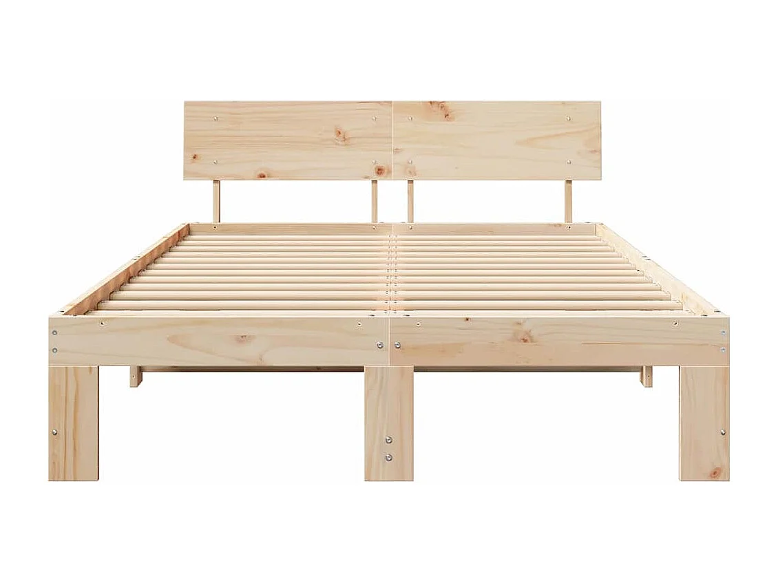 Bruin bedframe 140 x 190 cm massief grenenhout