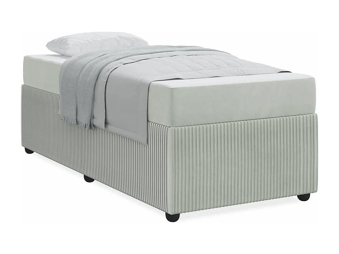 Cadre de lit avec matelas Gris clair 90 x 190 cm Velours