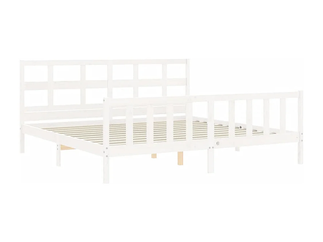 Cadre de lit sans matelas blanc 200x200 cm bois massif de pin