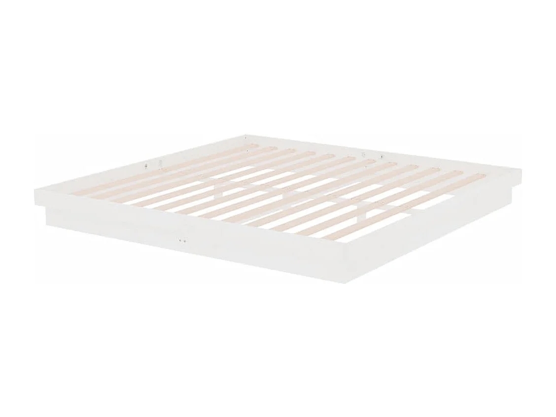 Cadre de lit sans matelas blanc bois massif 200x200 cm