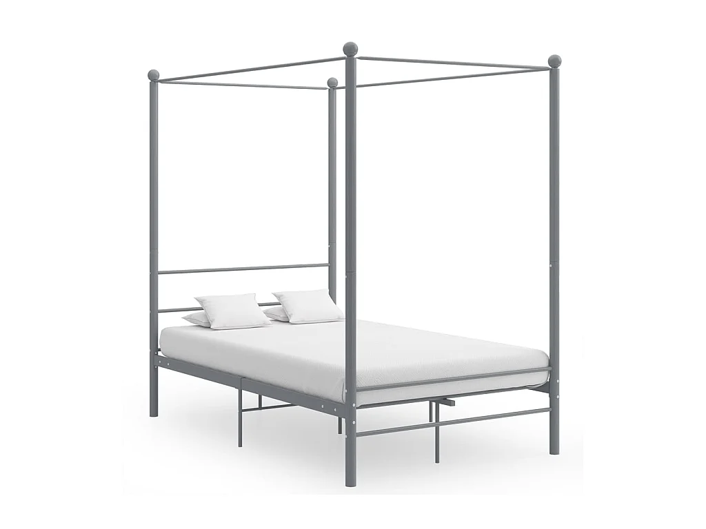 Struttura letto a baldacchino senza materasso in metallo grigio 140x200 cm