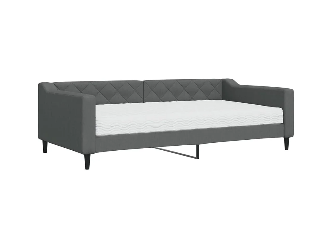 Lit de jour avec matelas gris foncé 100x200 cm tissu