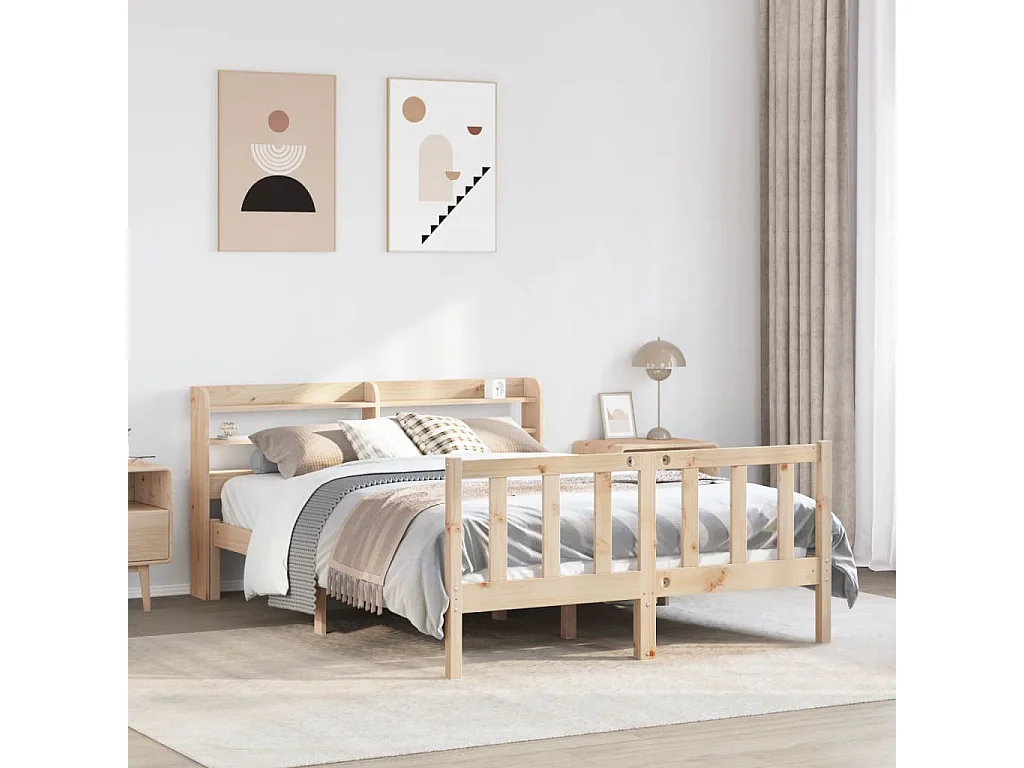 Estructura de cama sin colchón 135x190 cm madera maciza de pino