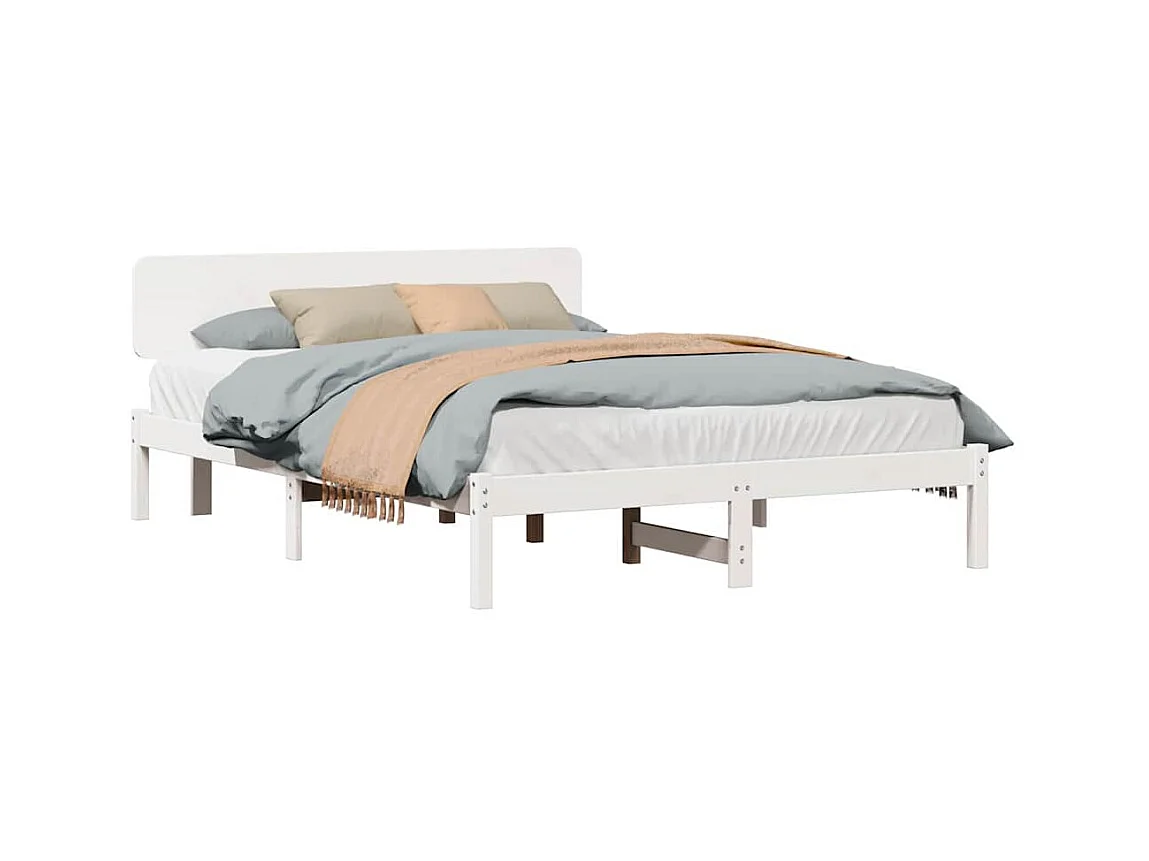Bedframe met hoofdbord Wit 140 x 200 cm