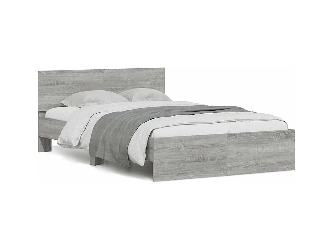 Estructura de cama con cabecero y LED Sonoma Gris 135x190 cm