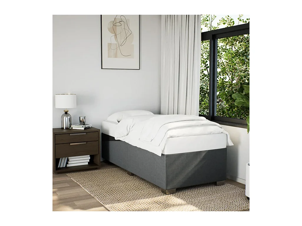 Cadre de lit sans matelas gris foncé 100x200 cm tissu