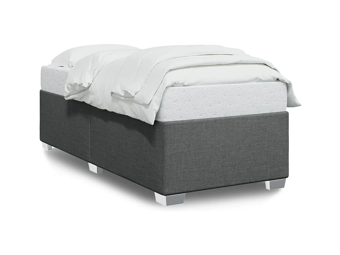 Cadre de lit sans matelas gris foncé 100x200 cm tissu