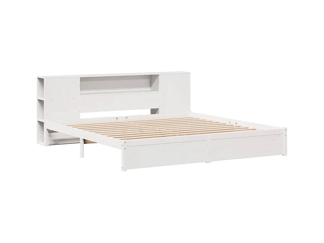 Cama librería blanca sin colchón 180x200 cm madera maciza de pino