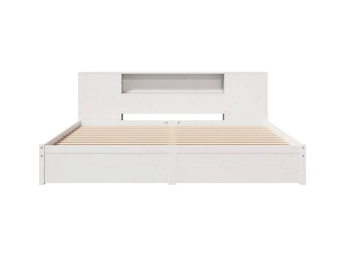 Cama librería blanca sin colchón 180x200 cm madera maciza de pino
