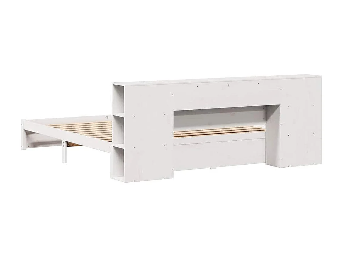 Cama librería blanca sin colchón 180x200 cm madera maciza de pino