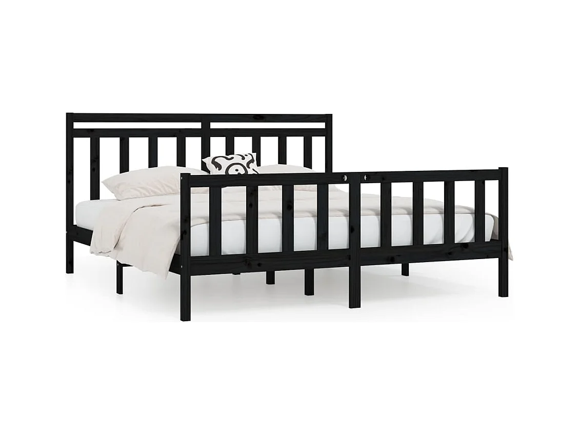 Bettgestell ohne Matratze schwarz Massivholz Kiefer 200x200 cm