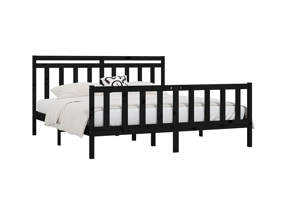 Bettgestell ohne Matratze schwarz Massivholz Kiefer 200x200 cm