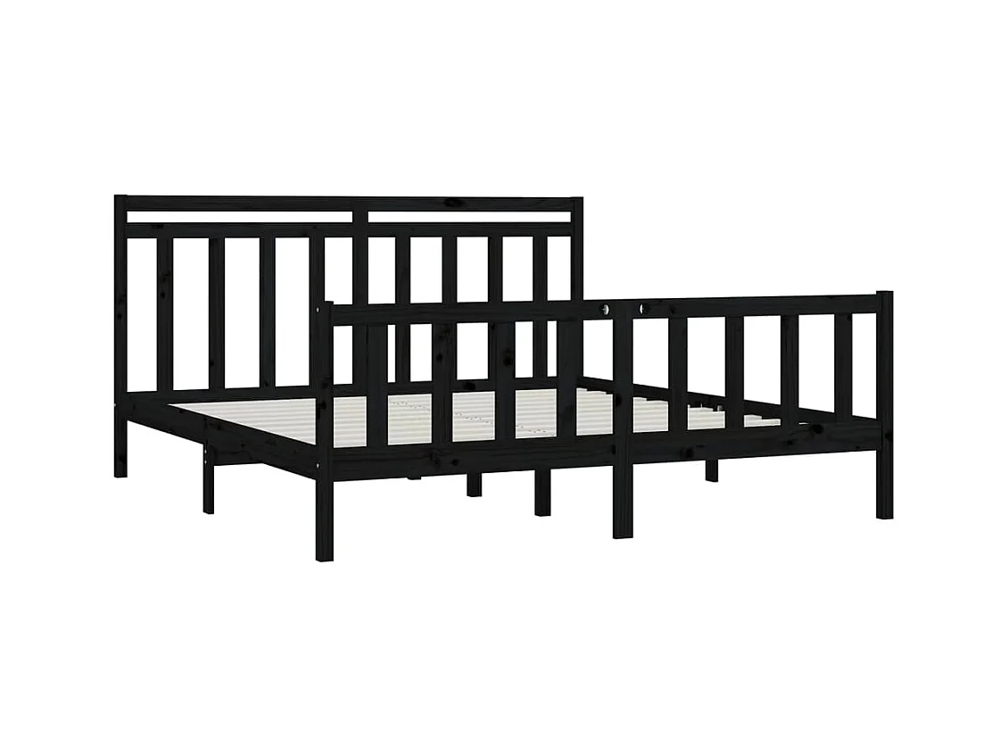 Bettgestell ohne Matratze schwarz Massivholz Kiefer 200x200 cm