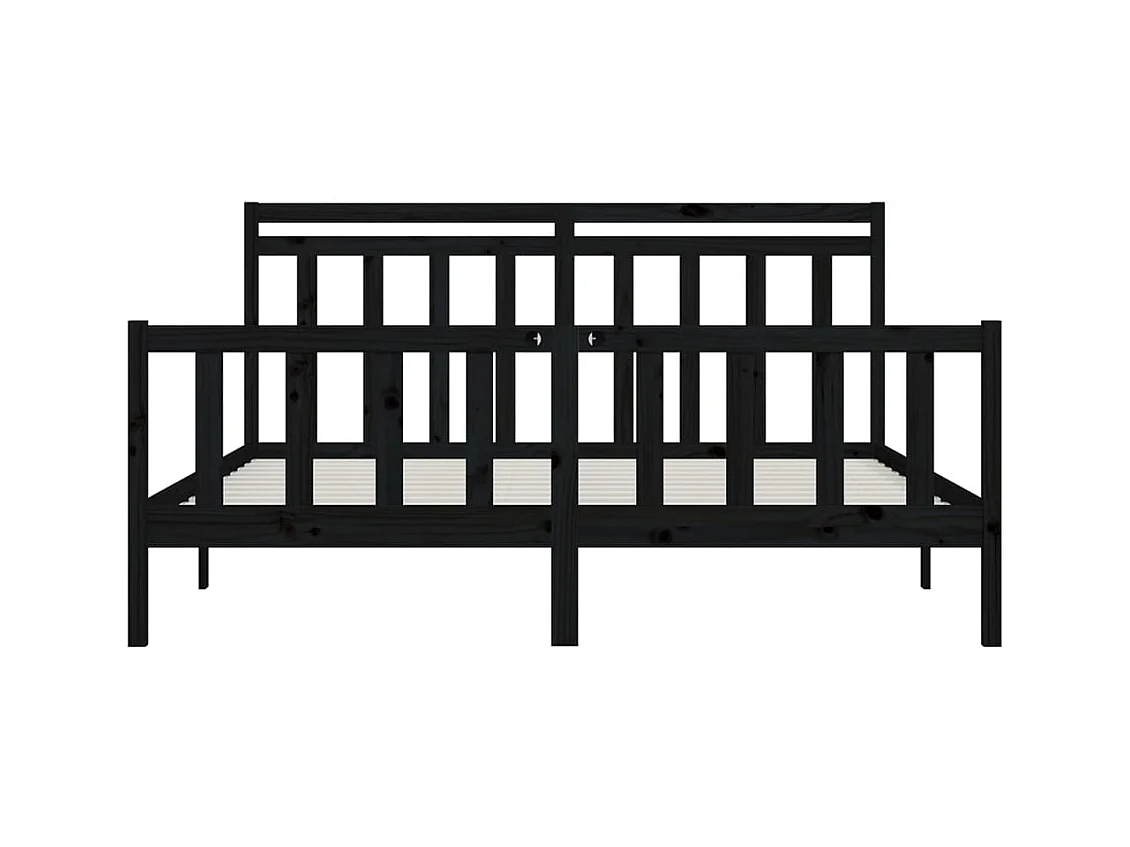 Bettgestell ohne Matratze schwarz Massivholz Kiefer 200x200 cm