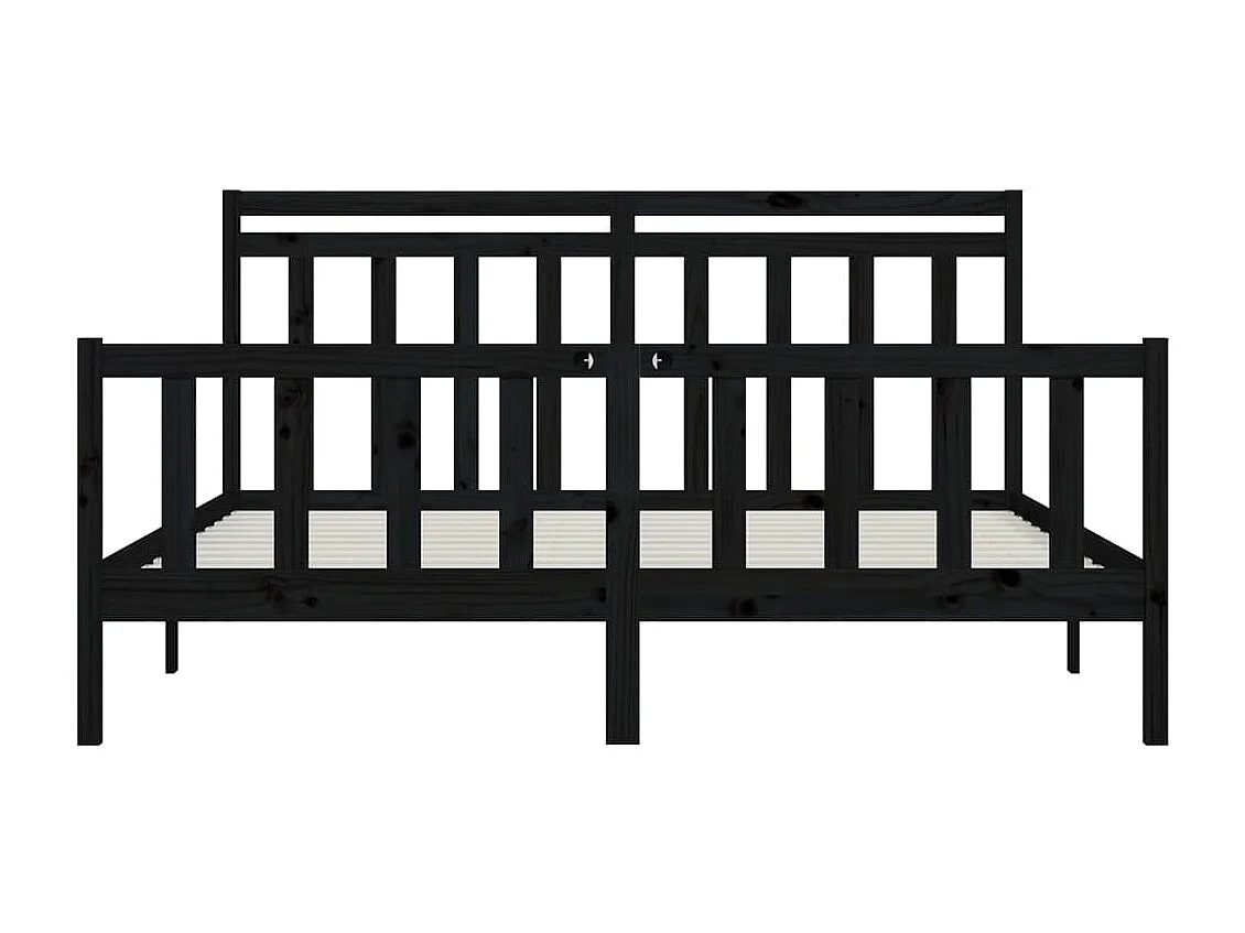 Cadre de lit sans matelas noir bois massif de pin 200x200 cm