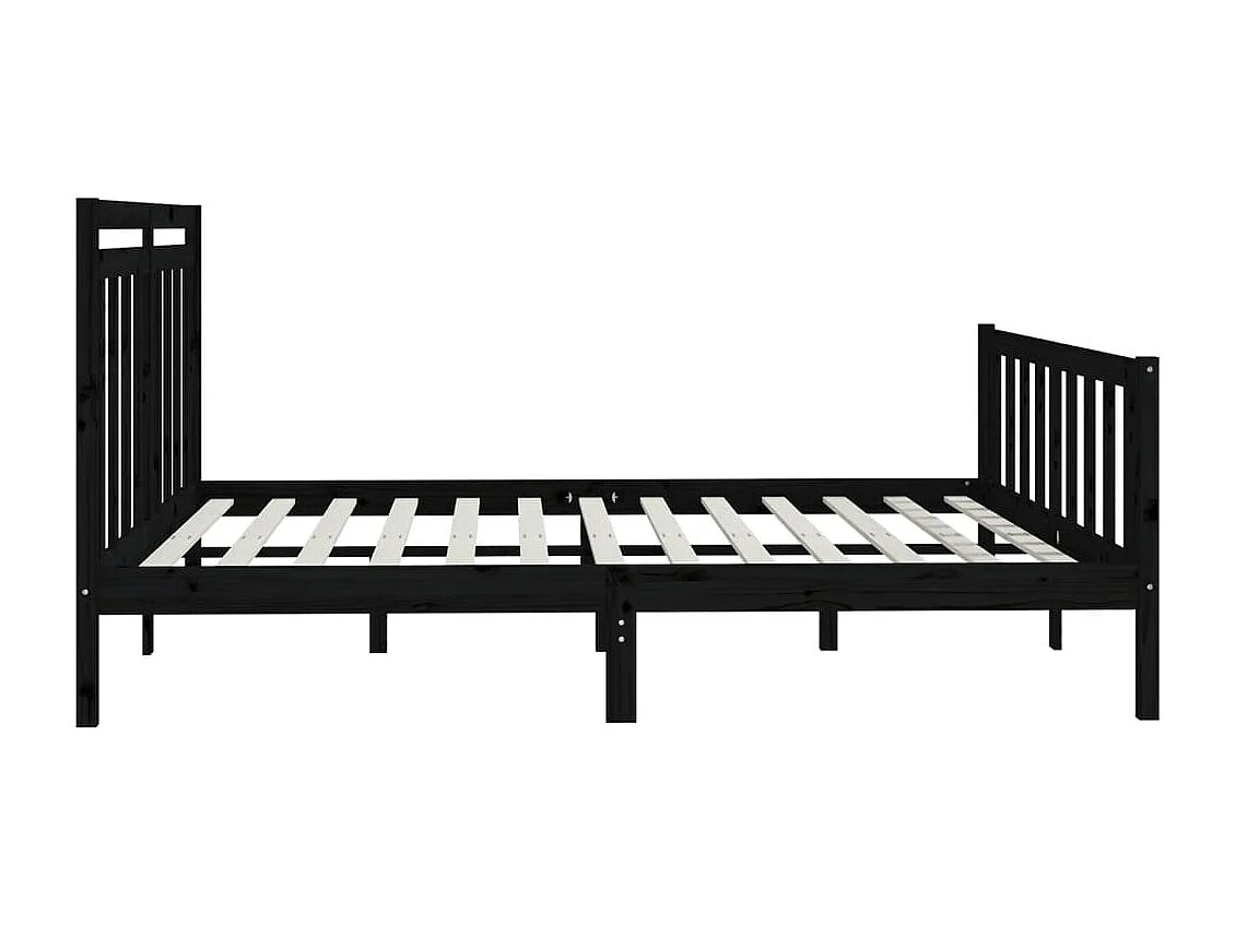 Cadre de lit sans matelas noir bois massif de pin 200x200 cm