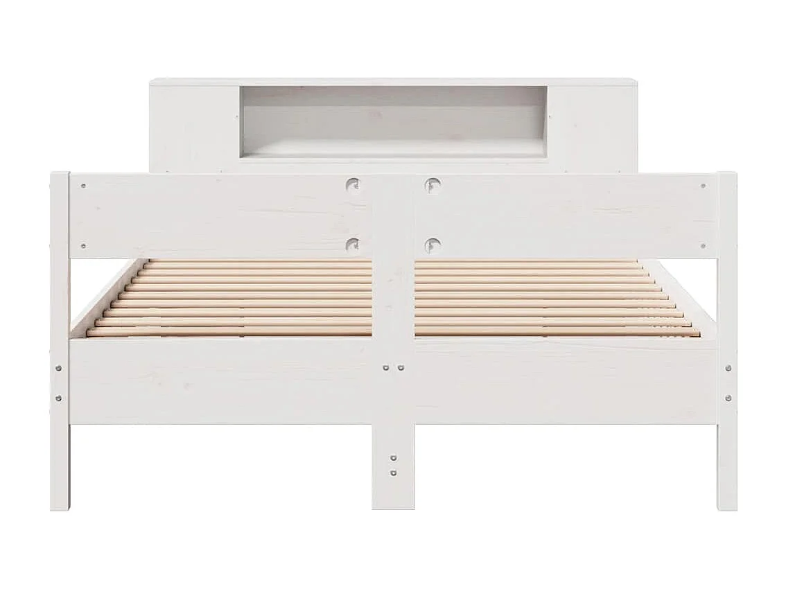 Letto libreria bianco senza materasso 160x200 cm in legno massello di pino