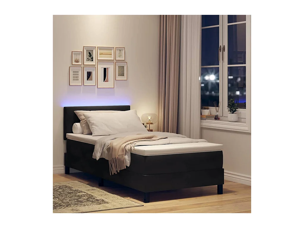 Springbed met matras Zwart 90 x 190 cm Fluweel