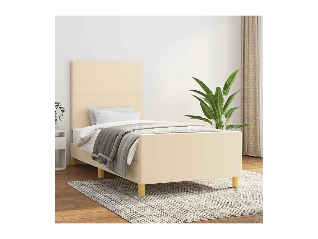 Bedframe zonder matras crème 80x200 cm stof