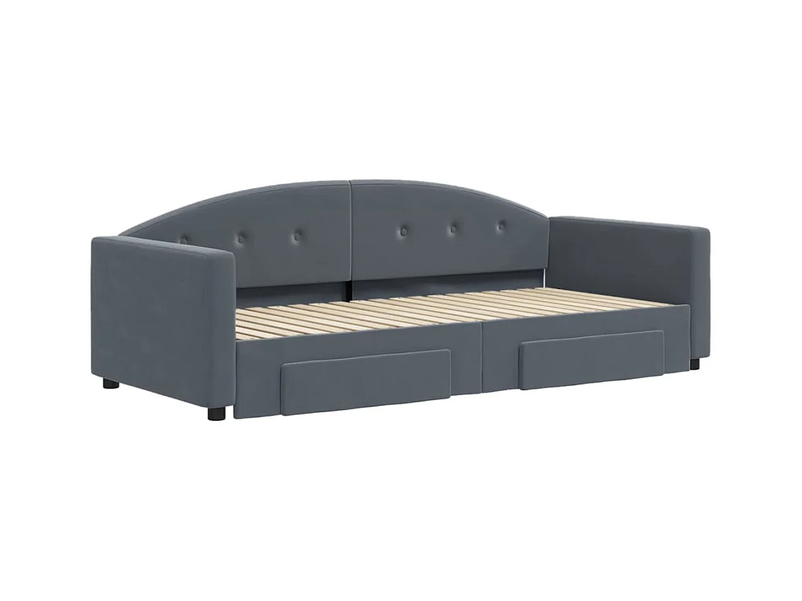 Divano letto con rotelle e cassetti senza materasso 90x190 cm