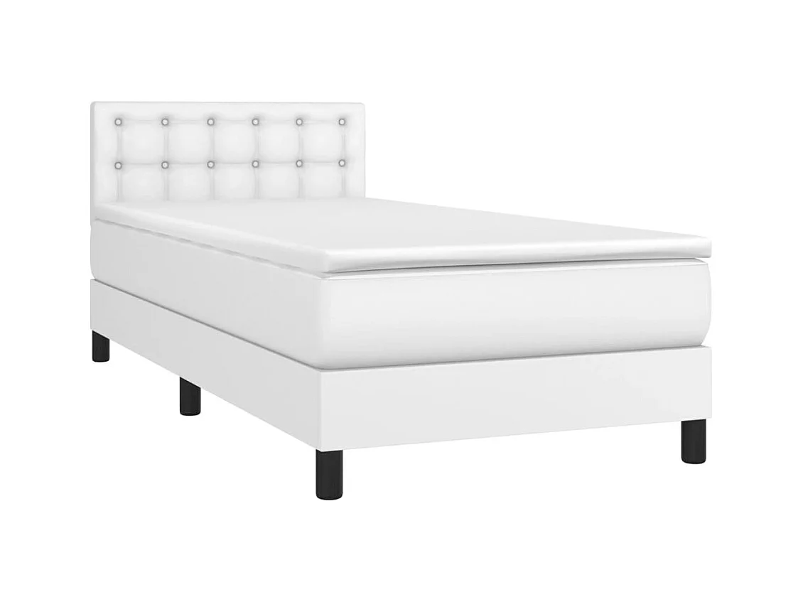 Sommier à lattes de lit avec matelas Blanc 90x200 cm Similicuir