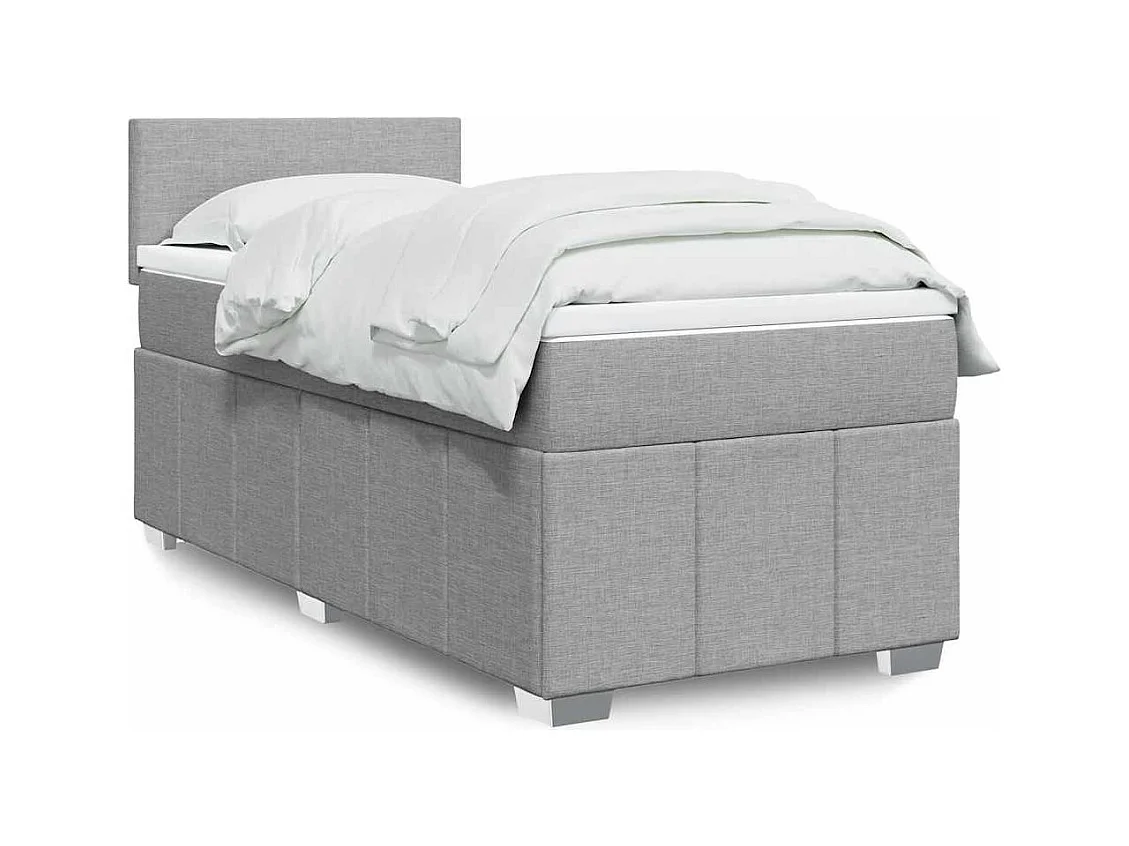 Sommier à lattes de lit avec matelas gris clair 80x200 cm tissu