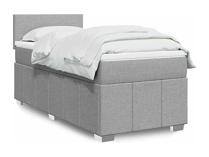 Rete a doghe con materasso grigio chiaro 80x200 cm tessuto