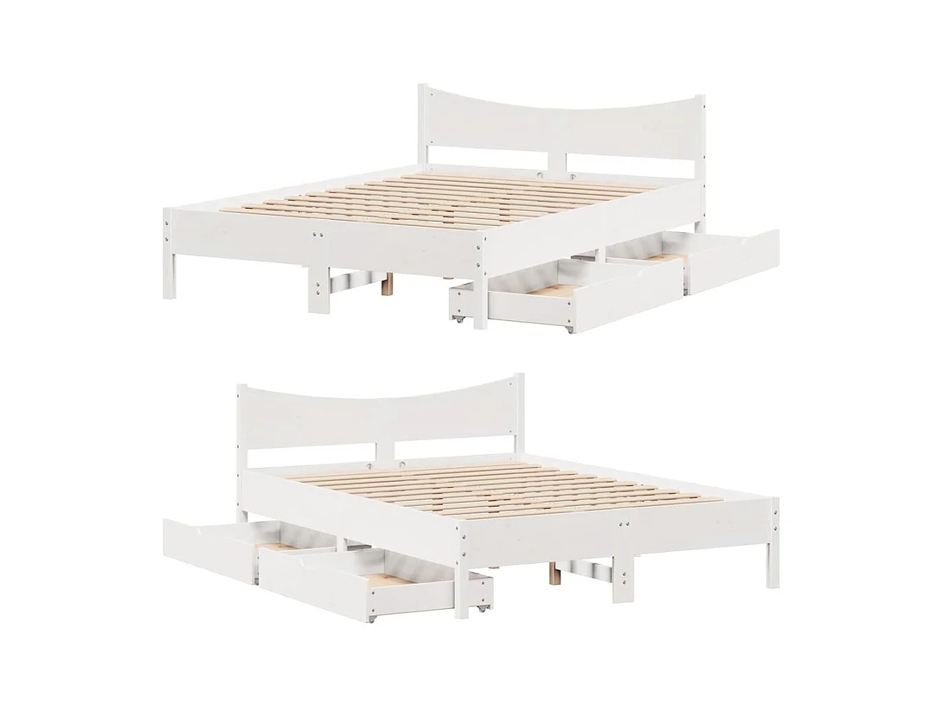 Bedframe met lades wit 140x200 cm massief grenenhout
