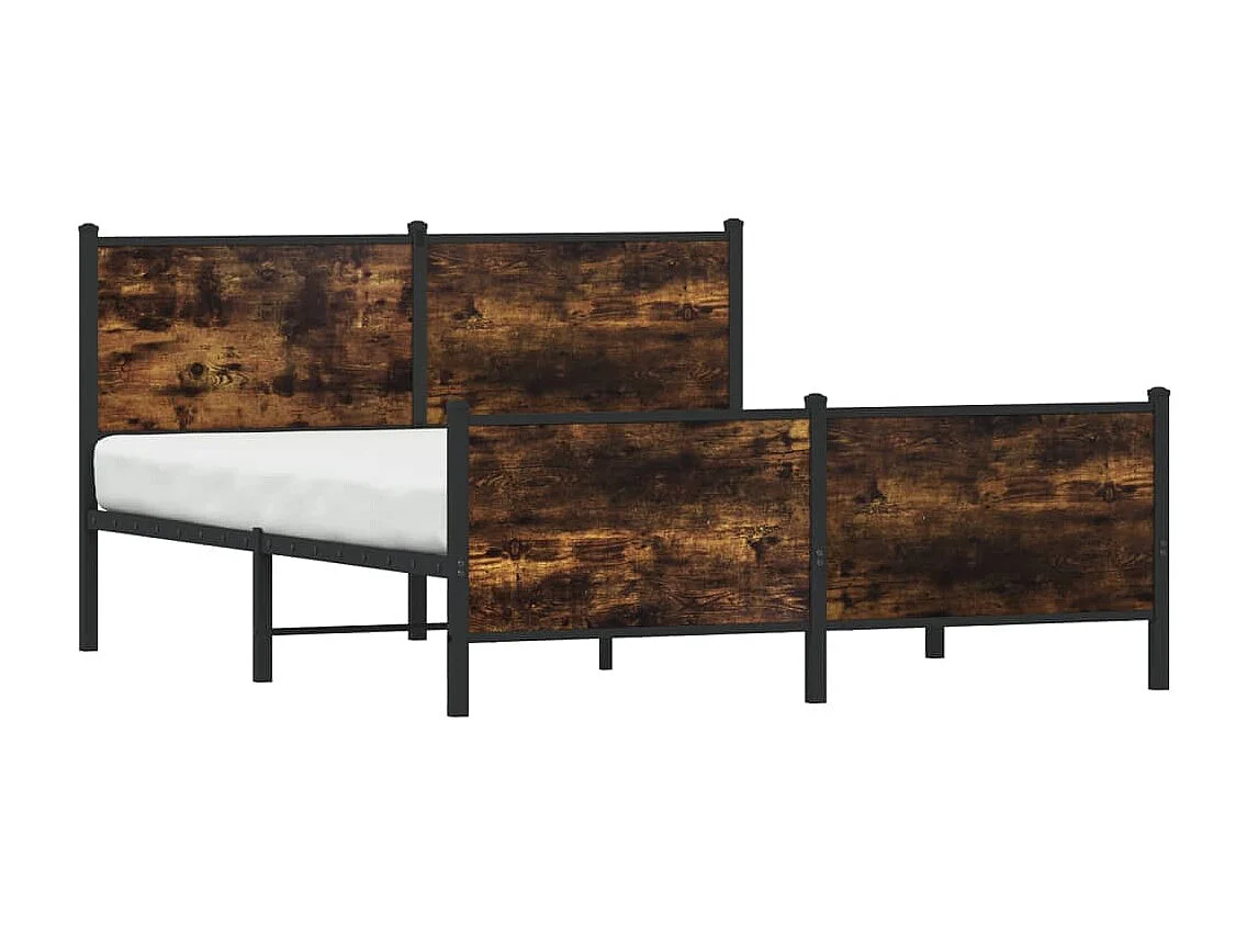 Struttura letto in metallo senza materasso rovere affumicato 140x190 cm