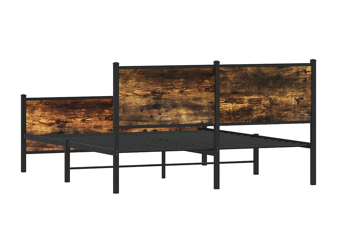 Struttura letto in metallo senza materasso rovere affumicato 140x190 cm