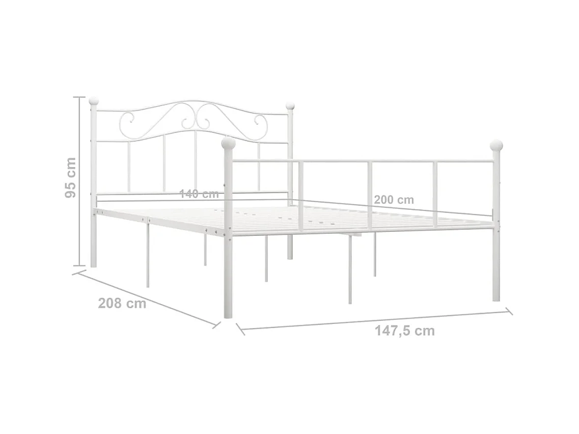 Struttura letto senza materasso in metallo bianco 140x200 cm