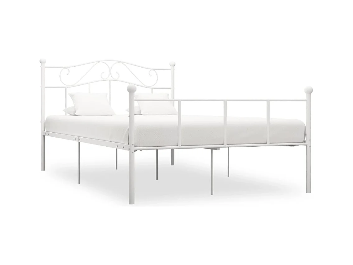 Cadre de lit sans matelas blanc métal 140x200 cm