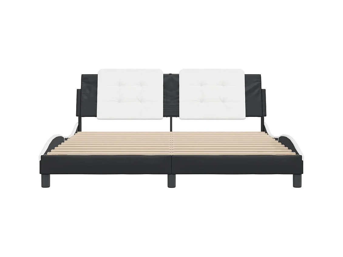 Cadre de lit sans matelas noir et blanc 180x200 cm similicuir