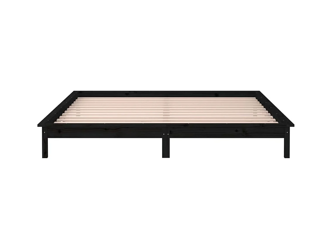 Cadre de lit à LED sans matelas noir 120x190 cm bois massif