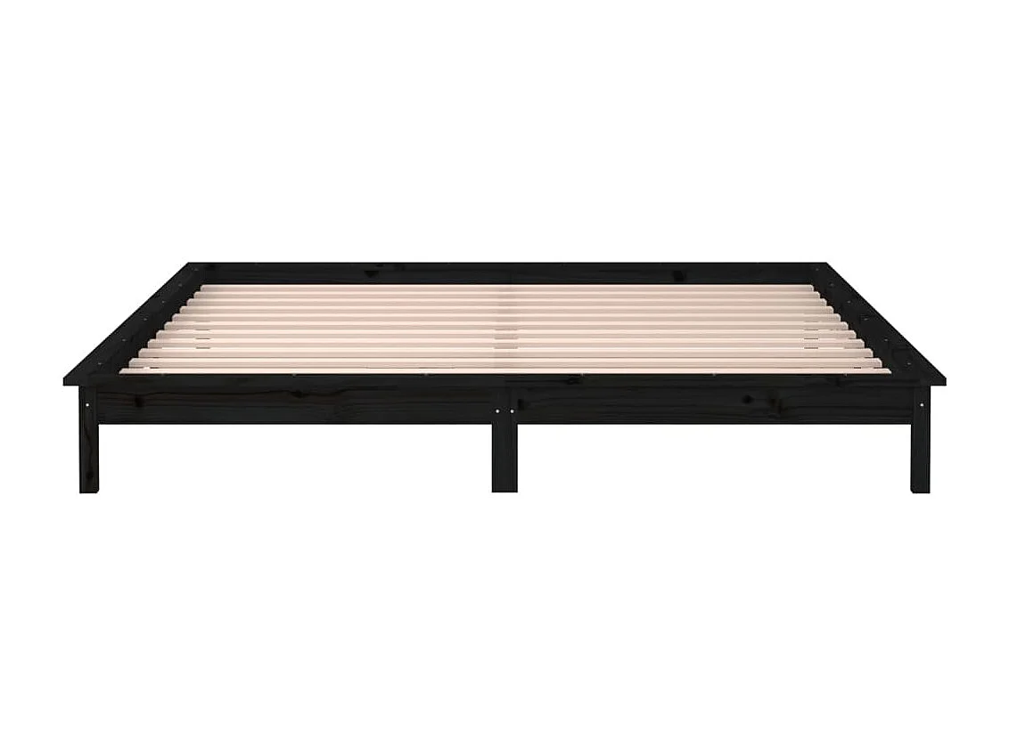 Cadre de lit à LED sans matelas noir 120x190 cm bois massif