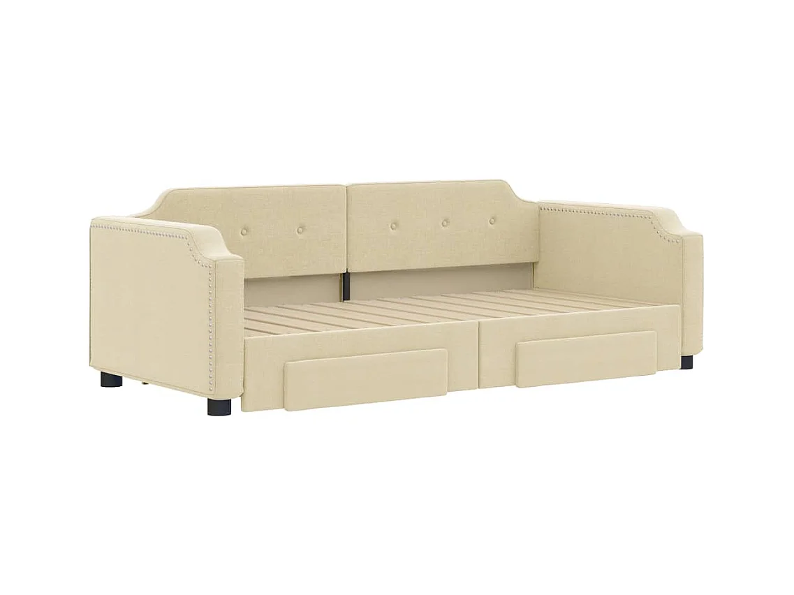 Dagbed met onderschuifbed en lades zonder crème matras 90x200cm