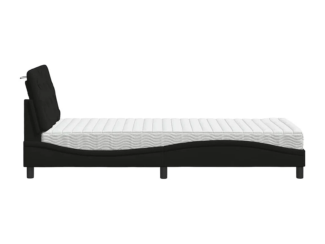 Bed met zwarte stoffen matras 80x200 cm